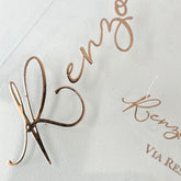 Partecipazione Matrimonio in plexiglass trasparente stampa oro rosa in rilievo Plex64